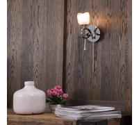 Litecraft Marta Chrome 1 Lamp Glass Wall Light With Pull Cord