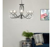 Litecraft Marta Chrome 8 Lamp Glass Ceiling Pendant Light