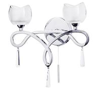 LITECRAFT Marta Wall Light 2 Arm with Frosted Glass Shades - Polished Chrome