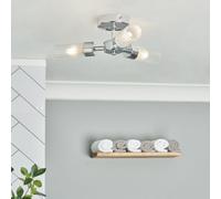 Litecraft Mavis 3 Arm Chrome Semi Flush Bathroom Ceiling Light