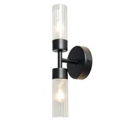 LITECRAFT Mavis Wall Light Bathroom IP44 Rated 2 Arm - Matte Black, Clear