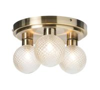 LITECRAFT Merrilyn Ceiling Light Bathroom IP44 Semi Flush Mount - (3 Light, Antique Brass)