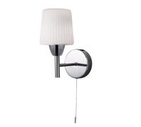 LITECRAFT Molice Wall Light Bathroom IP44 1 Arm with Ribbed Glass Shade - Polished Chrome