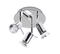 LITECRAFT Myra Spotlight Plate Round Mirror Adjustable 3 Light - Polished Chrome