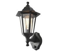 LITECRAFT Neri Wall Light Outdoor Traditional Lantern, Black | PIR Motion Sensor