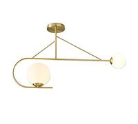 LITECRAFT Nik Semi Flush Mounted Ceiling 2 Light with Ball Shades - Satin Brass