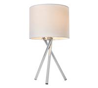 LITECRAFT Orla Tripod Styled Table Lamp with Ivory Drum Shade - Polished Chrome