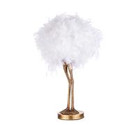 LITECRAFT Oscar Table Lamp Ostrich Legs Base with White Feather Ball Shade - Gold