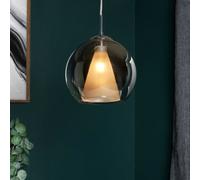 Litecraft Otis Smoke Glass Ceiling Pendant Light - Chrome