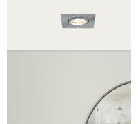 Litecraft Pack Of 5 Satin Nickel Modern Ip65 Square Tiltable Bathroom Downlights