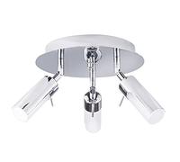 LITECRAFT Palma Spotlight Plate Bathroom 3 Light with Frosted Glass Shade - Polished Chrome