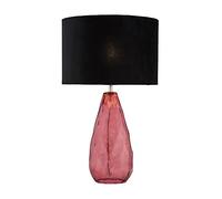 LITECRAFT Parma Table Lamp Rippled Glass Base With Black Drum Shade - Plum