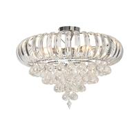 LITECRAFT Penny Ceiling Light Crystal Effect Semi Flush - Polished Chrome, Clear