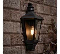 LITECRAFT Perry Wall Light Outdoor Traditional IP44 Rated Half Lantern - Black