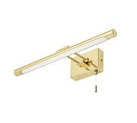 LITECRAFT Picture Wall Light Bathroom Integrated LED with Pull Cord Switch - (Satin Brass)
