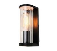 LITECRAFT Portia Wall Light Outdoor Ribbed Glass IP44 Rated E27 Fitting - Black