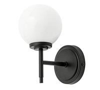 LITECRAFT Preston Wall Light Bathroom 1 Arm with Glass Globe Shade - (Matte Black)