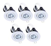 LITECRAFT Recessed Downlight IP65 Rated Tiltable Spotlight - (Matte White, Pack of 5)