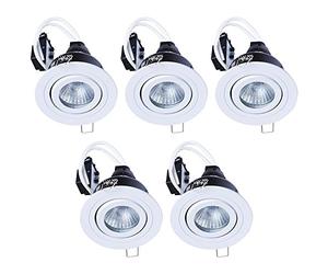 LITECRAFT Recessed Downlight IP65 Rated Tiltable Spotlight - (Matte White, Pack of 5)