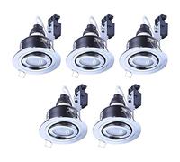 LITECRAFT Recessed Downlight IP65 Rated Tiltable Spotlight - (Polished Chrome, Pack of 5)