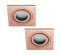 LITECRAFT Recessed Downlight Tiltable Square IP65 Rated Spotlight - (Brushed Copper, Pack of 2)