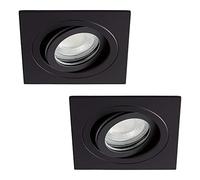 LITECRAFT Recessed Downlight Tiltable Square IP65 Rated Spotlight - (Matte Black, Pack of 2)