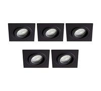 LITECRAFT Recessed Downlight Tiltable Square IP65 Rated Spotlight - (Matte Black, Pack of 5)