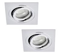 LITECRAFT Recessed Downlight Tiltable Square IP65 Rated Spotlight - (Polished Chrome, Pack of 2)