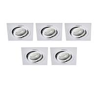 LITECRAFT Recessed Downlight Tiltable Square IP65 Rated Spotlight - (Polished Chrome, Pack of 5)