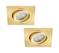 LITECRAFT Recessed Downlight Tiltable Square IP65 Rated Spotlight - (Satin Brass, Pack of 2)