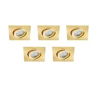 LITECRAFT Recessed Downlight Tiltable Square IP65 Rated Spotlight - (Satin Brass, Pack of 5)