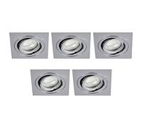 LITECRAFT Recessed Downlight Tiltable Square IP65 Rated Spotlight - (Satin Nickel, Pack of 5)