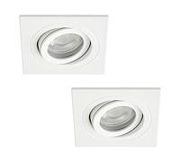LITECRAFT Recessed Downlight Tiltable Square IP65 Rated Spotlight - (White, Pack of 2)