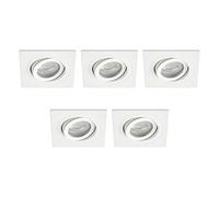LITECRAFT Recessed Downlight Tiltable Square IP65 Rated Spotlight - (White, Pack of 5)