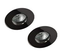 LITECRAFT Recessed Downlights Fire Rated Fixed IP65 Spotlights - (Black Chrome, Pack of 2)