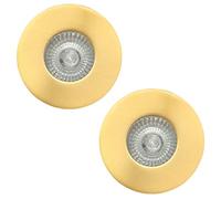 LITECRAFT Recessed Downlights Fire Rated Fixed IP65 Spotlights - (Satin Brass, Pack of 2)