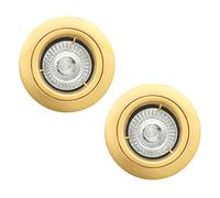 LITECRAFT Recessed Downlights Fire Rated Fixed Spotlights - (Satin Brass, Pack of 2)