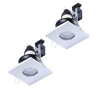 LITECRAFT Recessed Downlights Square Fixed IP65 Spotlights - (White, 2 Pack)