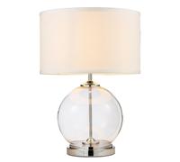 LITECRAFT Rhonda Table Lamp Large Globe Glass Base with Drum Shade - Chrome