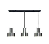 Litecraft Russ Ceiling Pendant Industrial Diner 3 Light - Satin Nickel