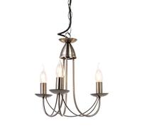 LITECRAFT Sally Chandelier Traditional Style Ceiling Candle 3 Light - Pewter