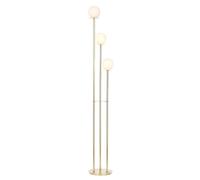 LITECRAFT Saucer Floor Lamp 3 Light with White Glass Ball Shades - Satin Brass