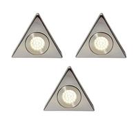 LITECRAFT Scott Triangular Under Kitchen Cabinet Light Integrated LED in Satin Nickel - (Pack of 3, Warm White)