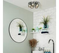 Litecraft Seren Chrome 5 Lamp Modern Bathroom Flush Ceiling Light With Smoke Glass Shade