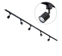 Litecraft Soho Black 5 Head 2M Straight Kitchen Track Light With Led Bulbs
