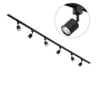 Litecraft Soho Black 6 Head 2M Straight Kitchen Track Light With Led Bulbs