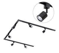 Litecraft Soho Black 6 Head 3M U Shape Kitchen Track Light With Led Bulbs
