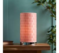 Litecraft Sovin Chrome Cylindrical Table Lamp With Pink Shade