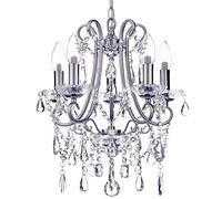 LITECRAFT Spa Pro Anya Chandelier Crystal Effect Ceiling Bathroom 5 Light - Polished Chrome