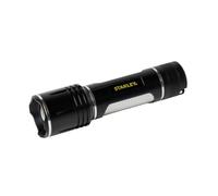LITECRAFT Stanley Hand Torch 6 Watt LED Flashlight, Black, Silver | Battery Operated, 500lm, 6000k Daylight White, Integrated LED, Adjustable Beam